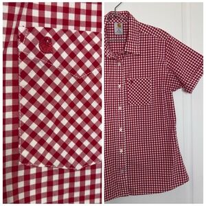 Carhartt Gingham Shirt Red White Short sleeve W XL Cotton Farm Flex Rockabilly